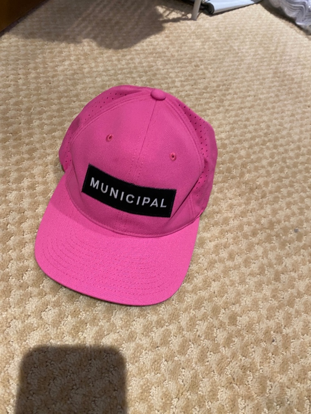 Pink Municipal hat high end retails $48 brand is Municipal